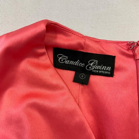 Candice Gwinn Trashy Diva Coral Satin  Party Dress, Size 4 - Picture 5 of 9